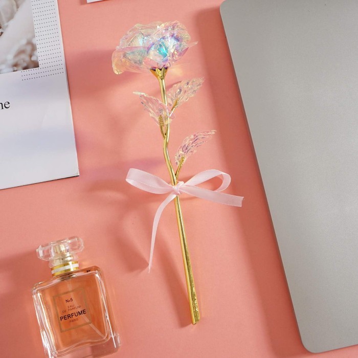 ACEVIVI Bunga Mawar Plastik Dekorasi Gold Foil Flower Rose - AC0113