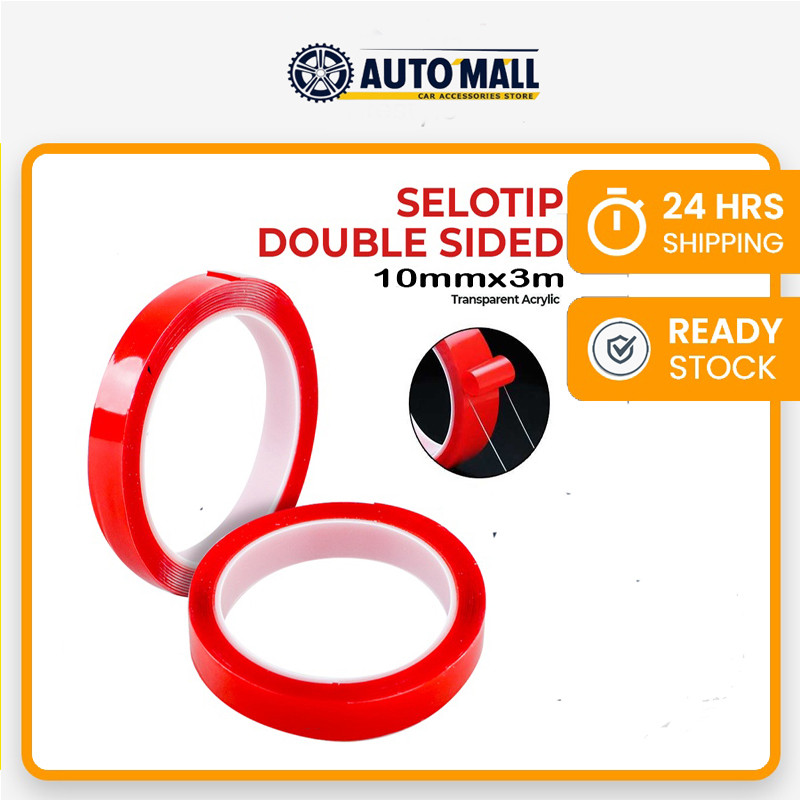 [10mm*3m] Perekat Double Tape Selotip Clear Tranparant Bening Double Tip Super Kuat