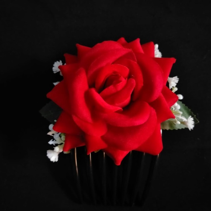 MURAH✨ - SIRKAM BUNGA MAWAR WARNA MERAH HIASAN RAMBUT / SANGGUL UNTUK PESTA