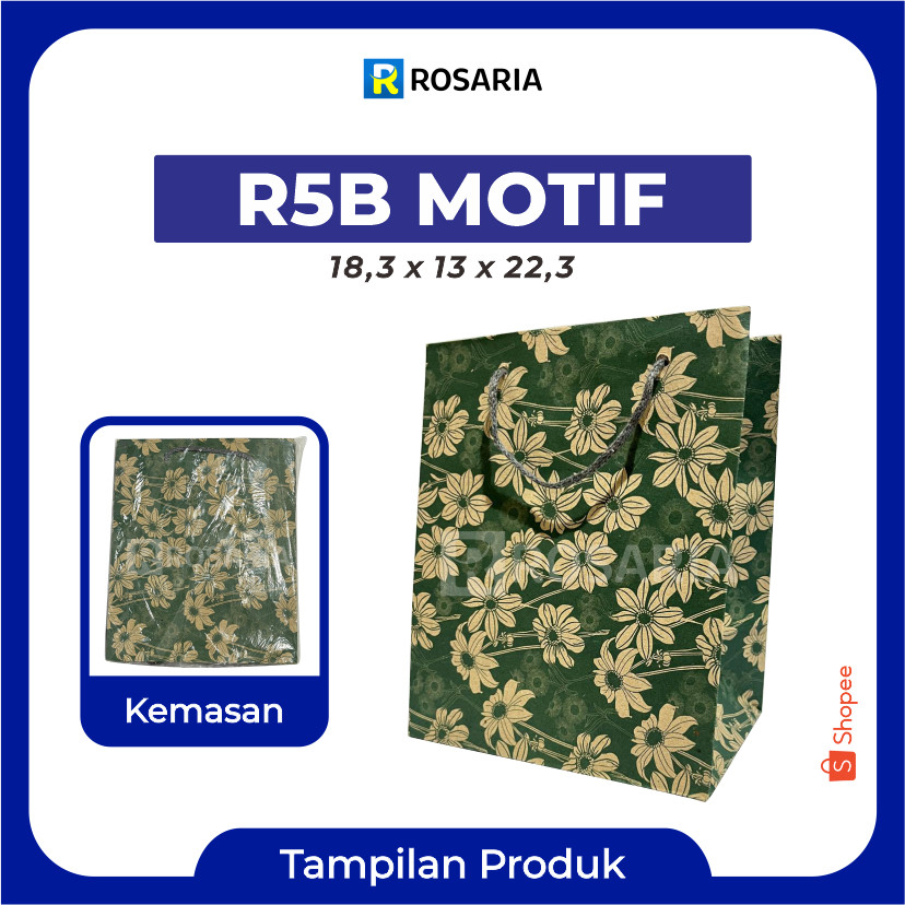 

TAS KERTAS R5B MOTIF 18,3x13x22,3 Merk AREMA PaperBag Souvenir Hajatan Kado Hampers Lusinan