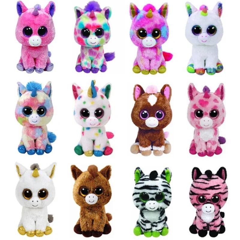 15cm Ty Beanie Big Eyes Girl Unicorn Toys Animal Stuffed Cute Cat Dolls  Healing Plush Dolls Girls C