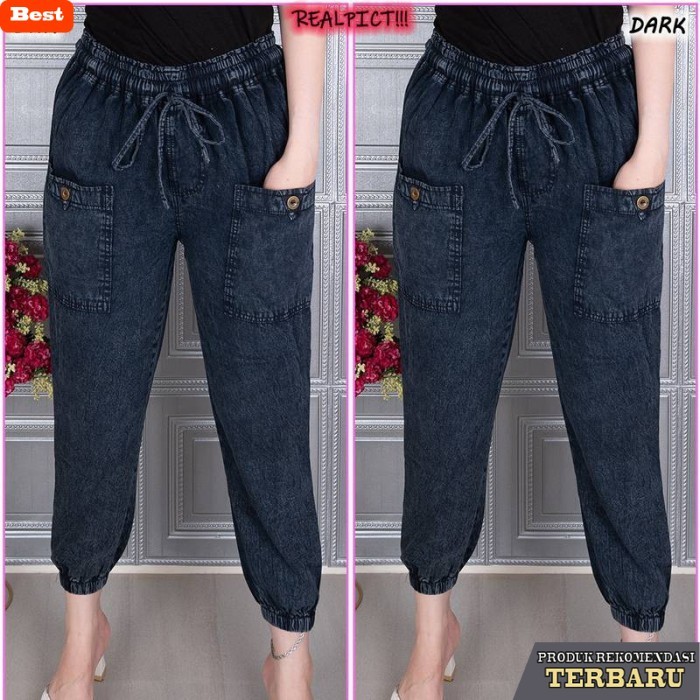 celana jeans wanita kekinian celana panjang jeans joger import wanita 14003