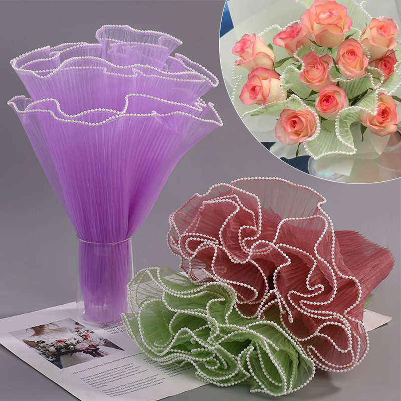 

28cmx400cm Flower Wrapping Paper Pearl Wave Yarn Lace Mesh Florist Bouquet Valentine'S Day Gift Packaging Material Party Supply