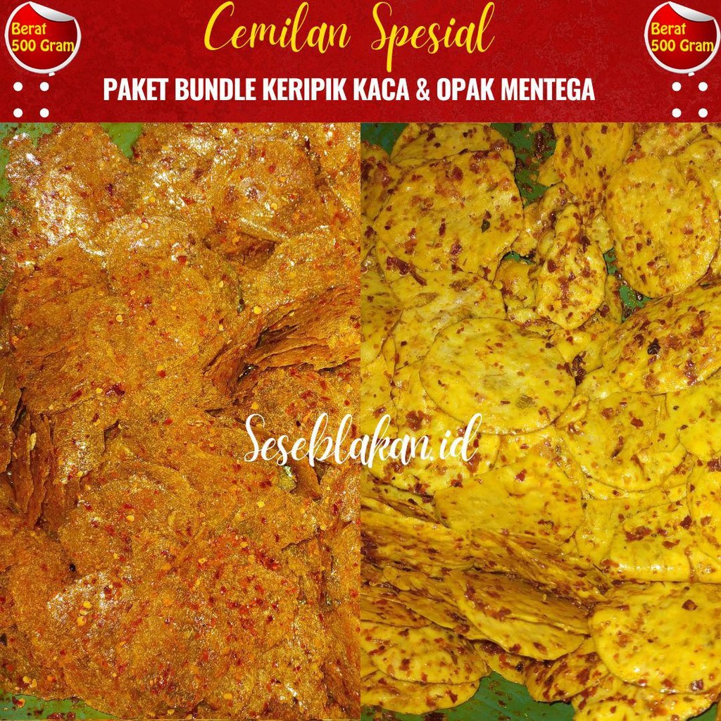 

PAKET BUNDLE KERIPIK KACA & OPAK MENTEGA 500gr Perkemasan