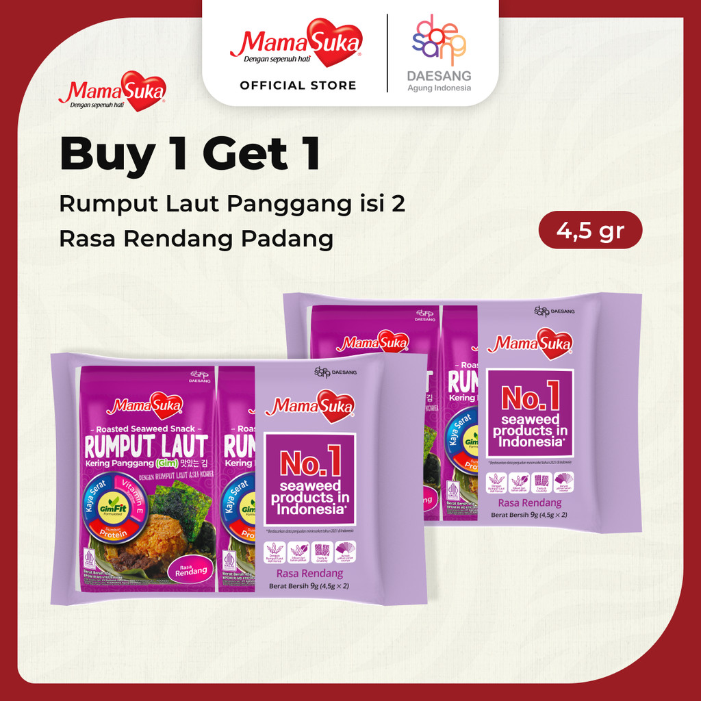 

Buy 1 Get 1 MamaSuka - Rumput Laut Panggang Rendang Padang Isi 2