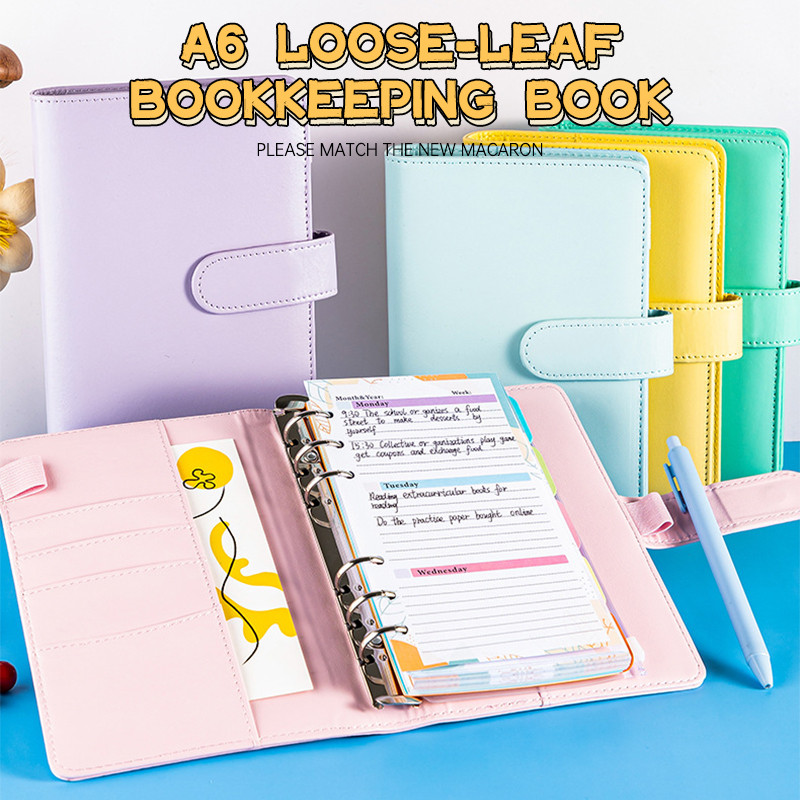 

COD✨A6 Buku Catatan Daun Longgar Buku Catatan Berwarna Macaron Buku Catatan Kulit PU Buku Catatan Multifungsi Buku Catatan Multifungsi-Yinmer