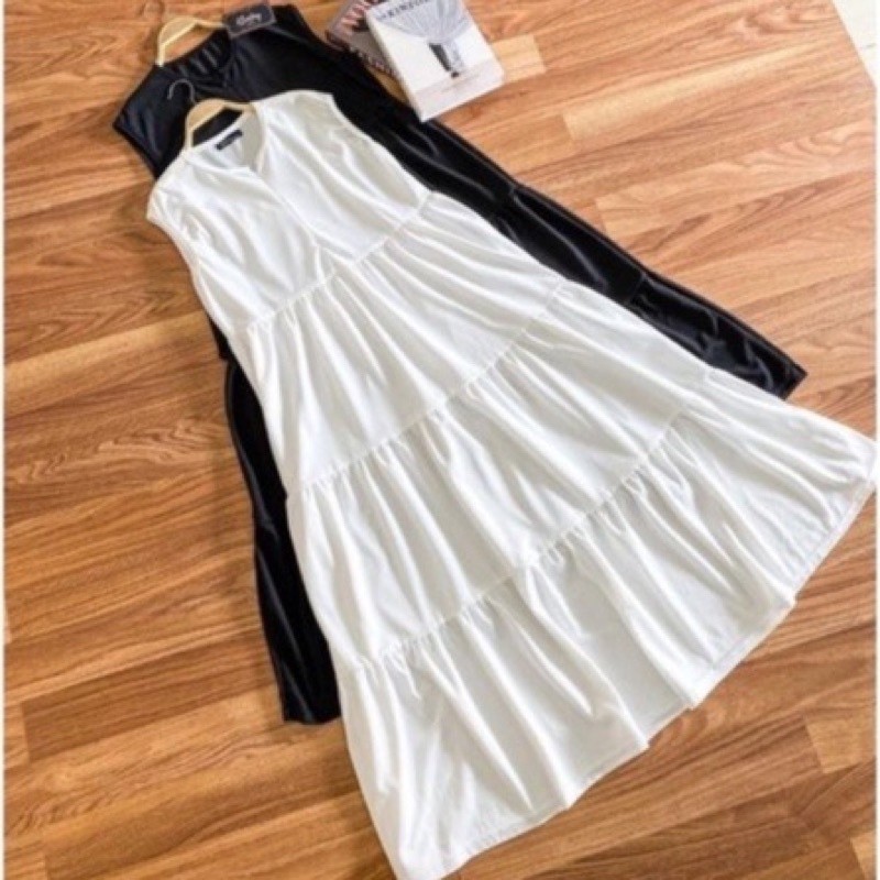 Reisa Daily FLARE DRESS / (READY STOK)  INNER DRESS/LONG DRESS TANPA LENGAN/BAHAN KATUN SHAKILA/MAXI