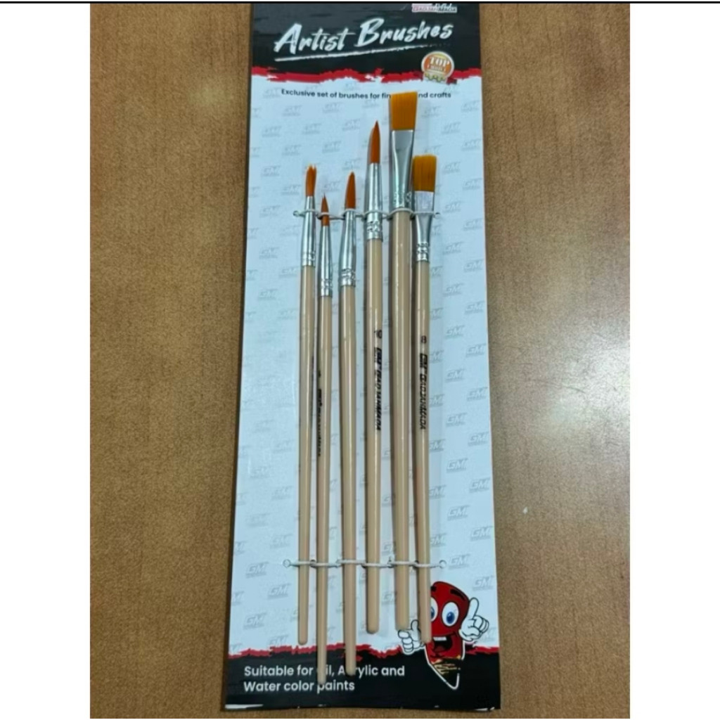 

Kuas Lukis 1 Set 6 Pcs Nylon Brush - Paint Brush Set 6 Pcs