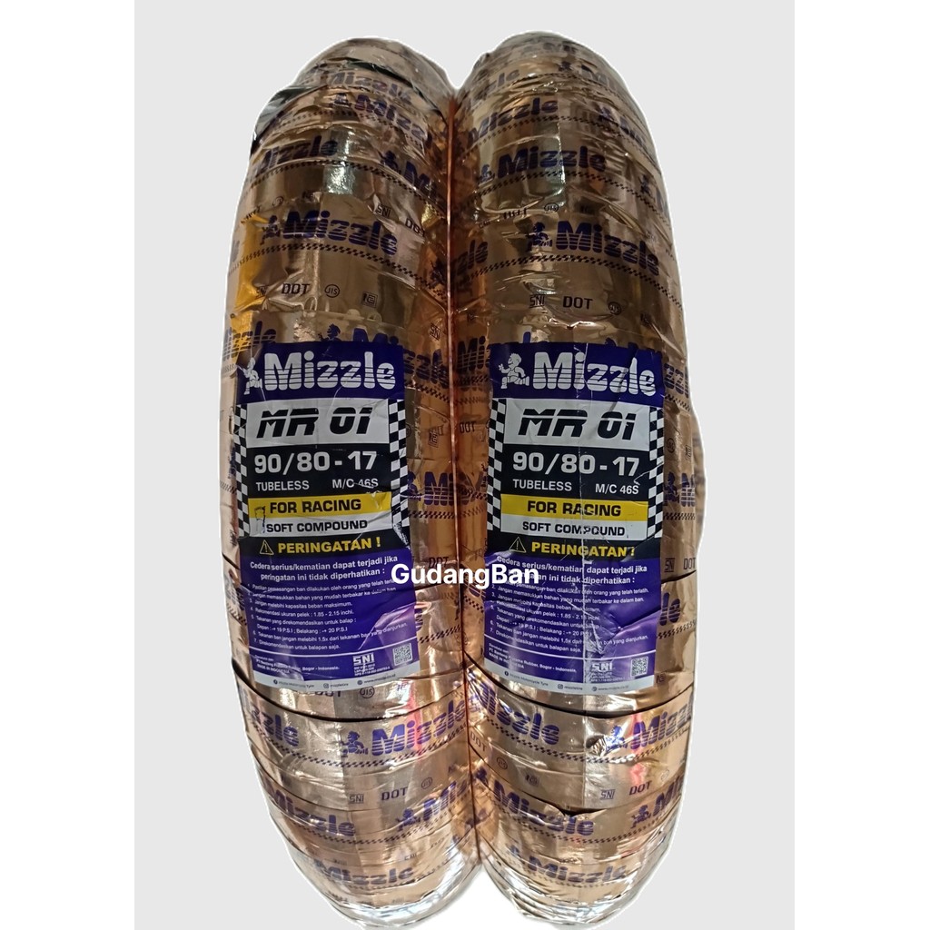 ( MR01 - RING 17 ) 90 / 80 - 17 MIZZLE MR 01 (JUMLAH BAN CEK VARIAN  ) BALAP TUBELESS FREE PENTIL