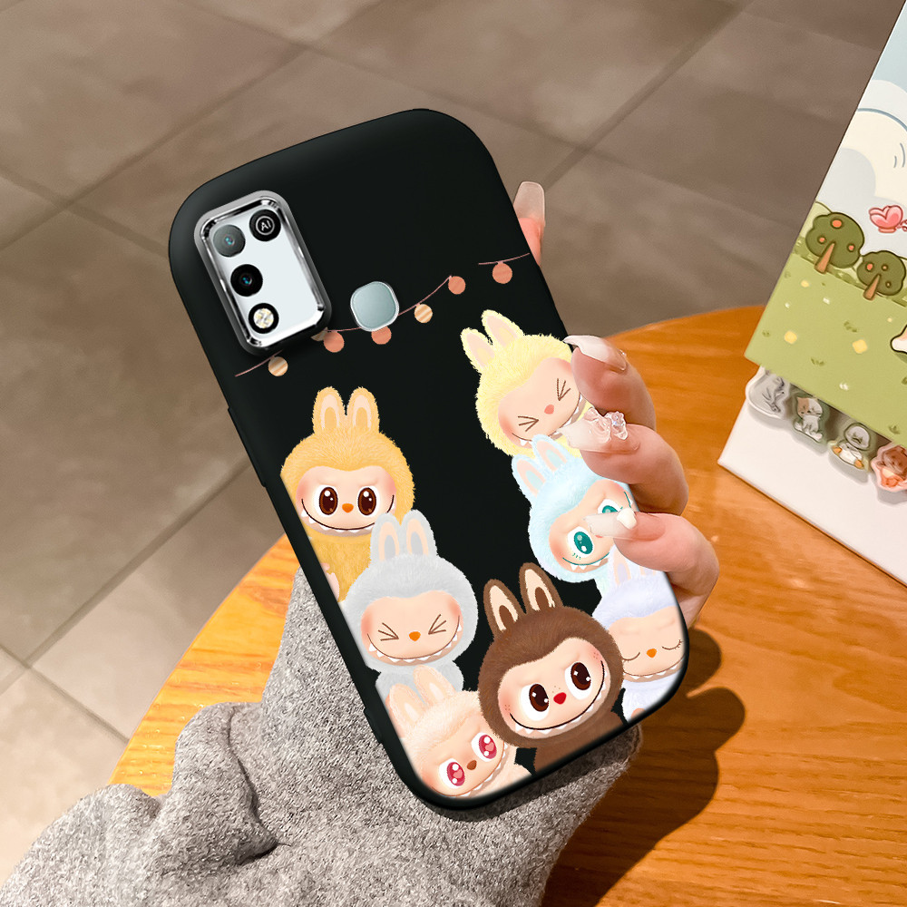Infinix Hot 10 Play 11 Play Cute Labubu Pattern Silver Edge Lens  Soft Silicone Phone Case HP Softca