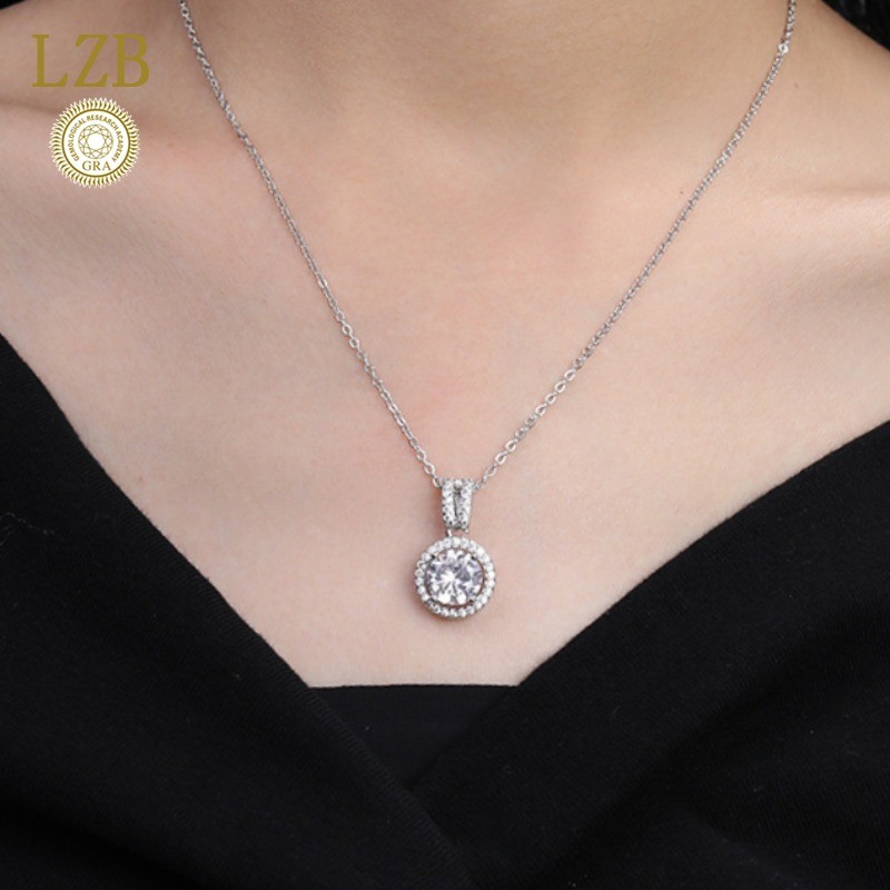 Kalung Moissanite 3 Karat Untuk Wanita Rantai Klavikula Platinum Pt950