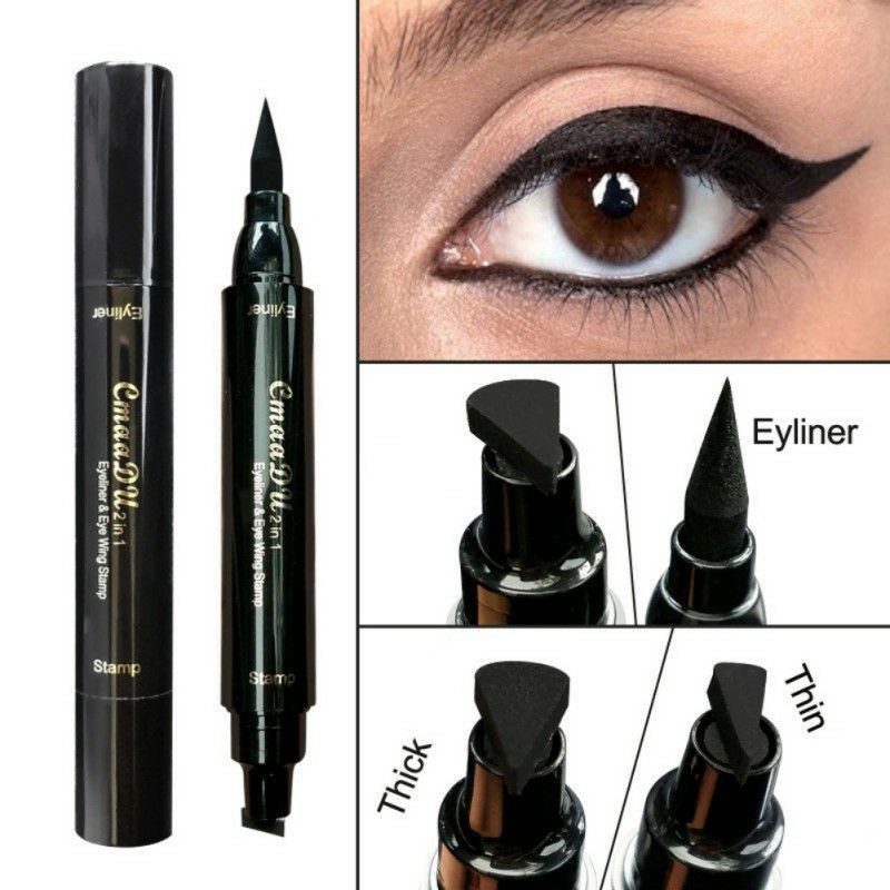 ❄️Domestika❄️ CMAADU Eyeliner Stamp 2 Sisi Cepat Kering Warna Black / Cetak Eyeliner 2in1 ORIGINAL C
