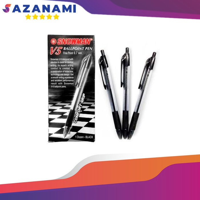 

[New Promo] PULPEN SNOWMAN V5 HITAM PEN SNOWMAN V5 BALLPOINT 1 PACK 12PCS
