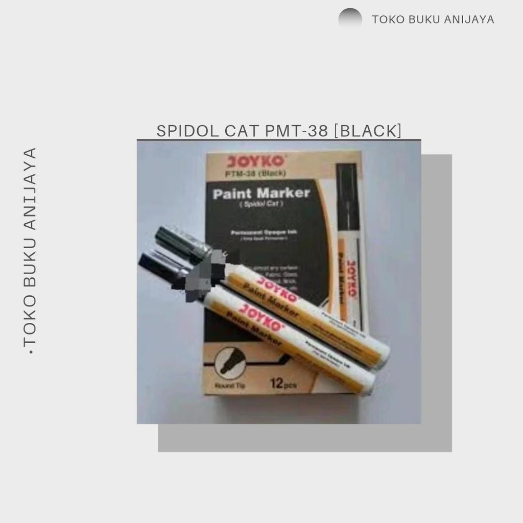 

PAINT MARKER /SPIDOL CAT PMT-38 [BLACK] MEREK JOYKO 1 PCS Hitam Stationery