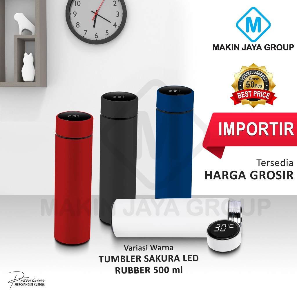 MJG GROSIR TERMOS LED DOFT SMART LED KARET tumbler sakura ruber / RUBBER display suhu temperatur 500