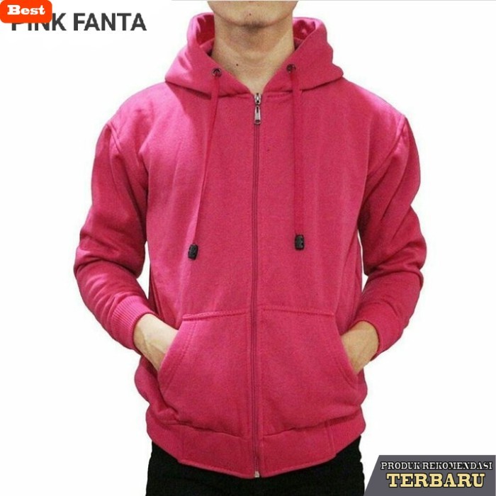 hoodie pria keren JAKET HOODIE ZIPPER POLOS PINK FANTA PRIA WANITA - M