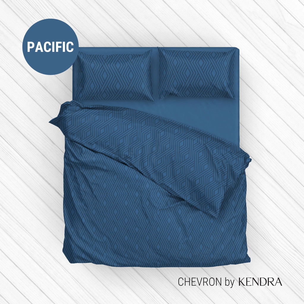 KENDRA Embossed CHVERON Sprei Set / Bedcover Set Pacific