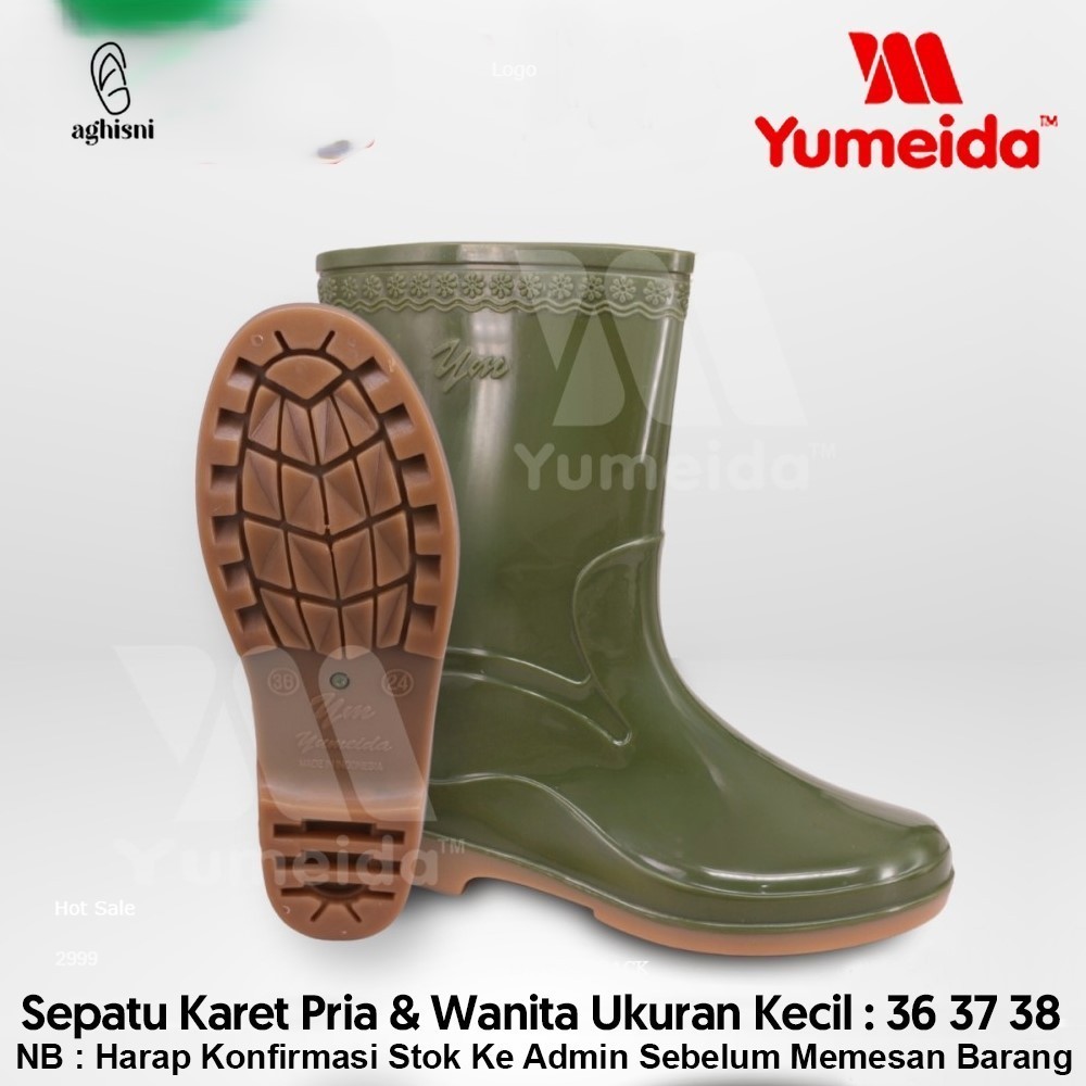 YUMEIDA YM2 sepatu boot setengah betis  PVC Rubber Boots Hujan Pria Wanita YM 2 Anti Air