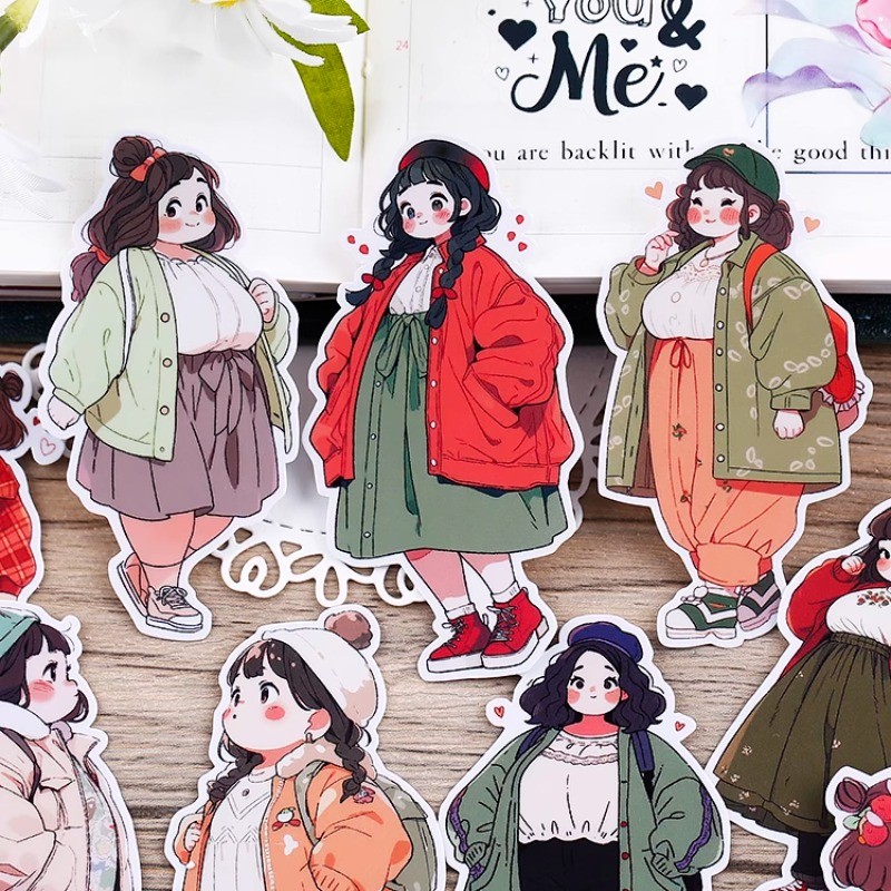 

18pcs Cute Chubby Characters Stickers for Stationery Decoration Girl Stationery,Waterproof and Cute Journals and Notebooksks