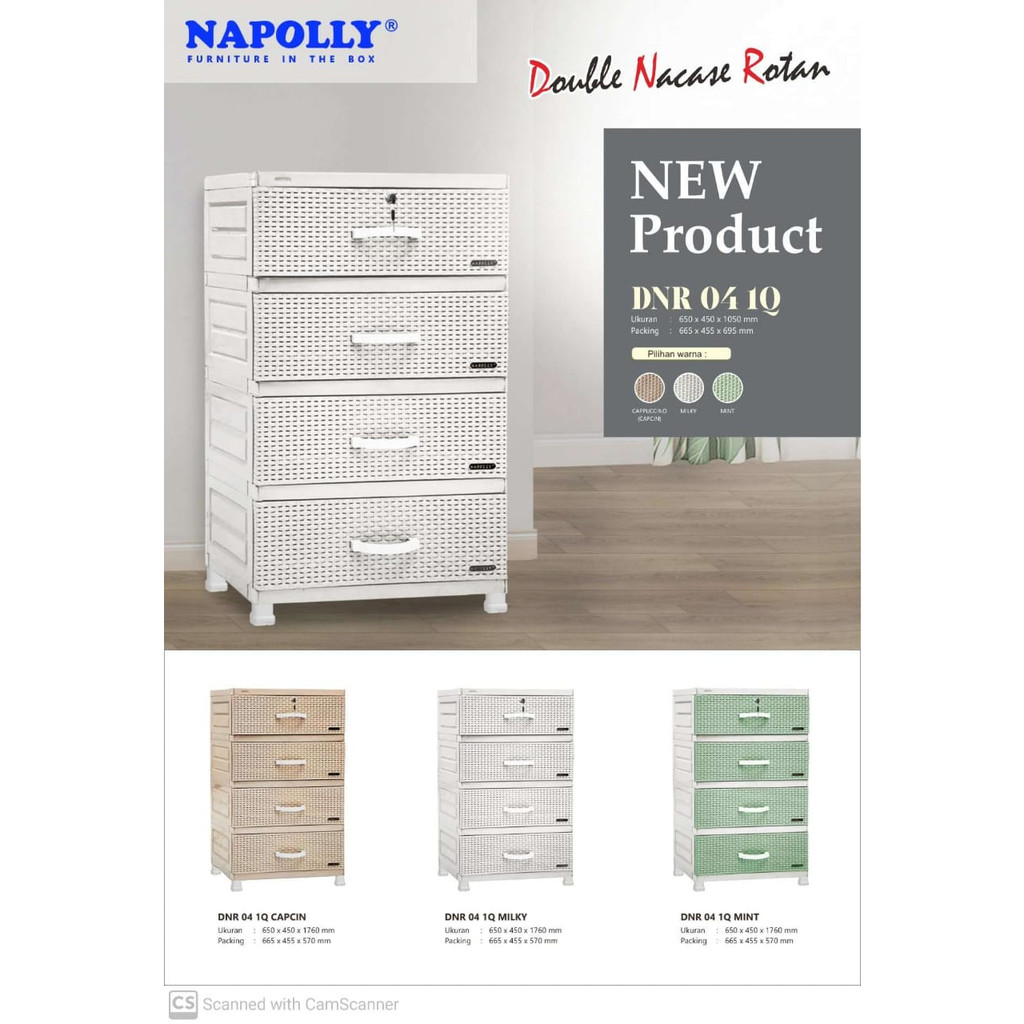 Manado Lemari Laci rak Napolly Double Nacase Rotan 4 Susun DNR 04 1Q