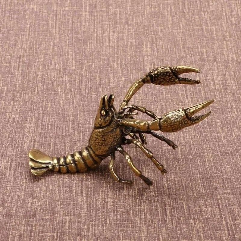 

New Brass Crayfish Handicraft Desktop Decoration Handle Pieces Home and Office Tea Table Accessories Vintage Pure Copper Tea Pet
