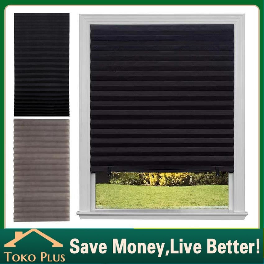 Tirai Jendela Gorden Lipat  Tempel Hordeng Jendela Blackout Jendela Minimalis Polos Tanpa Paku 60 x 