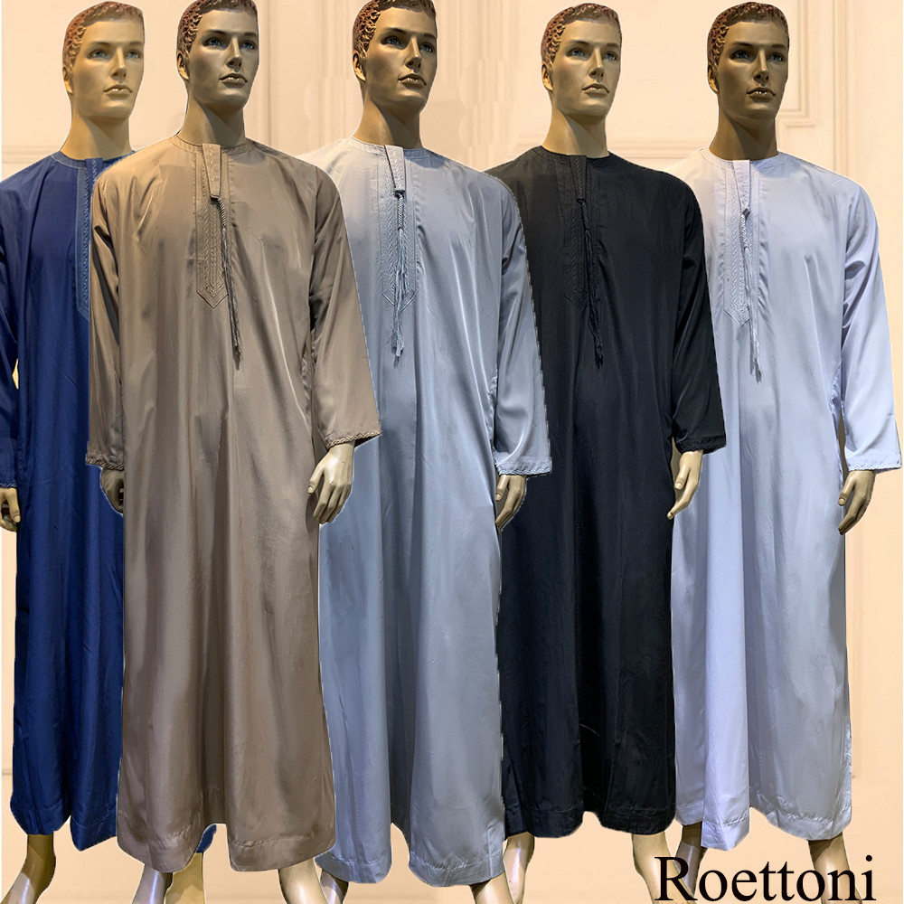 Long Sleeve Aman Abaya 1Piece Jubba Thobe For Men Kaftan Pakistan Muslim Saudi Arabia Djellaba Islam