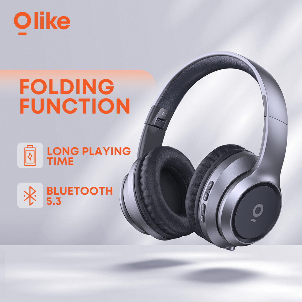 OLIKE H1 Headphone Bluetooth Superbass Headset Bando Bluetooth Mic Handsfree Earphone Wireless Super