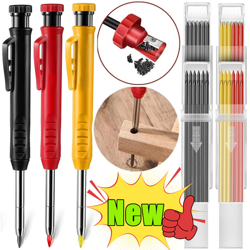 

2.8mm Solid Carpenter Mechanical Pencil with Sharpener for Woodworking Construction Long Head Carpenter Pencil Stationery Tools