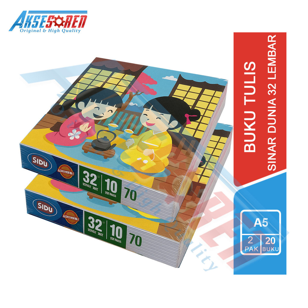 

Aksesoren Buku Tulis Sinar Dunia 32 Lembar [2 Pack / 20 Buku] / Sidu Sekolah Karakter 2 Pak Murah / Alat Tulis Buku A5