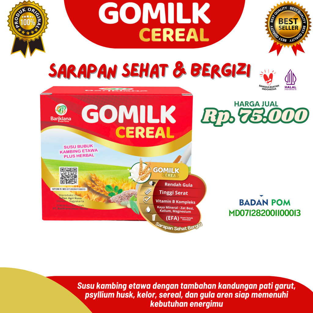 

Gomilk Cereal Plus Gula Aren 1 Box isi 10 Sachet Netto 250gr