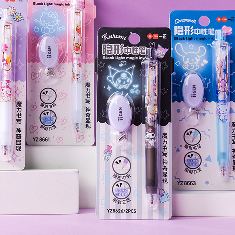 

1pcs Sanrio Series Invisible Neutral Pen Cute Anime Secret With UV Light Student Kids Writing Elementary School Stationery