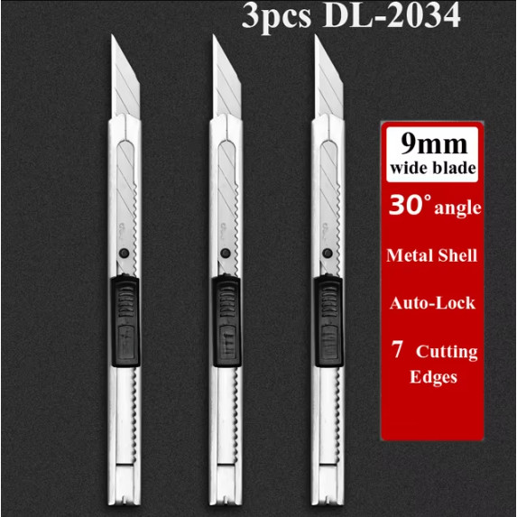 

Retractable Snap Off 9mm Wide Blade Utility Knife Box Cutter Art Knife,Auto Lock Carbon Steel Sharp Cutting Carton Utility