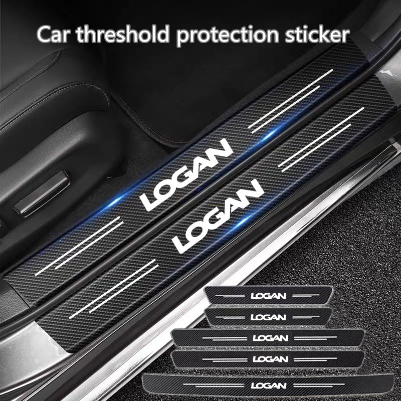 

60X7CM Carbon Fiber Car Door Threshold Protective Sticker For Dacia Logan 1 2 3 MK1 MK2 MK3 2004- 2019 2020 2021 2022 2023 2024