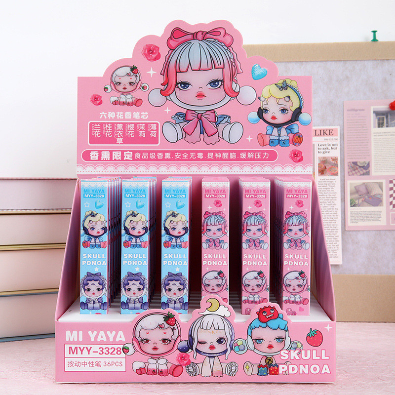 

6/36pcs Pop Mart Skullpanda Gel Pen Cute Cartoon 0.5 Black Signature Pen Individually Packaged Student Stationery Wholesale