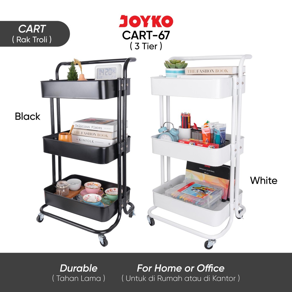 JOYKO Rak 3 Susun Roda Troli Penyimpanan Rolling Storage Cart 3 Tier CART-67