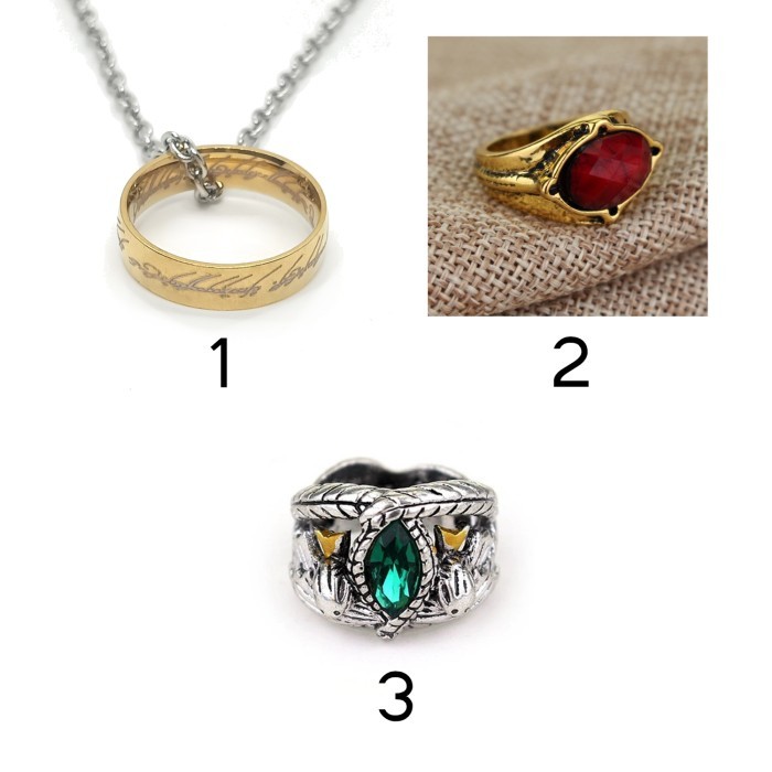 Kalung cincin lord of the rings warna emas ring