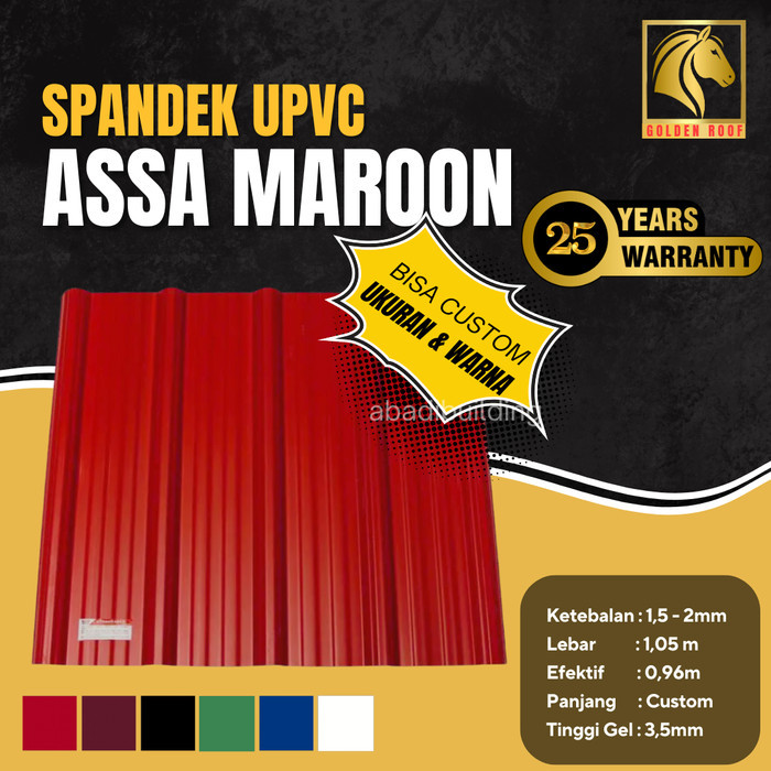 Atap Spandek UPVC Merah Maroon Lapis ASSA - Setara Royal Roof dan dr Shield