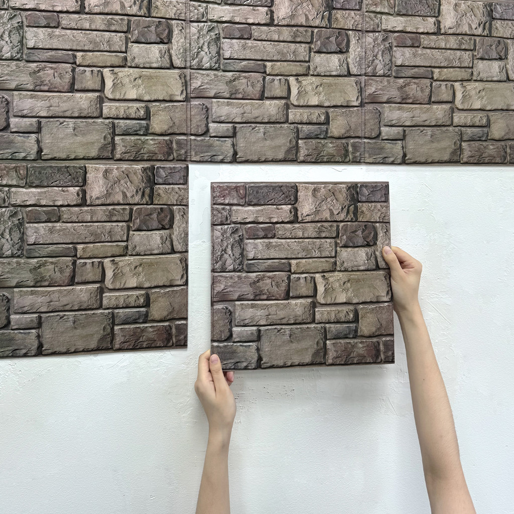 10pcs 3D Faux Stone Peel and Stick Wall Panel, Self Adhesive Kitchen Tile Backsplash, 3D Wall Sticke