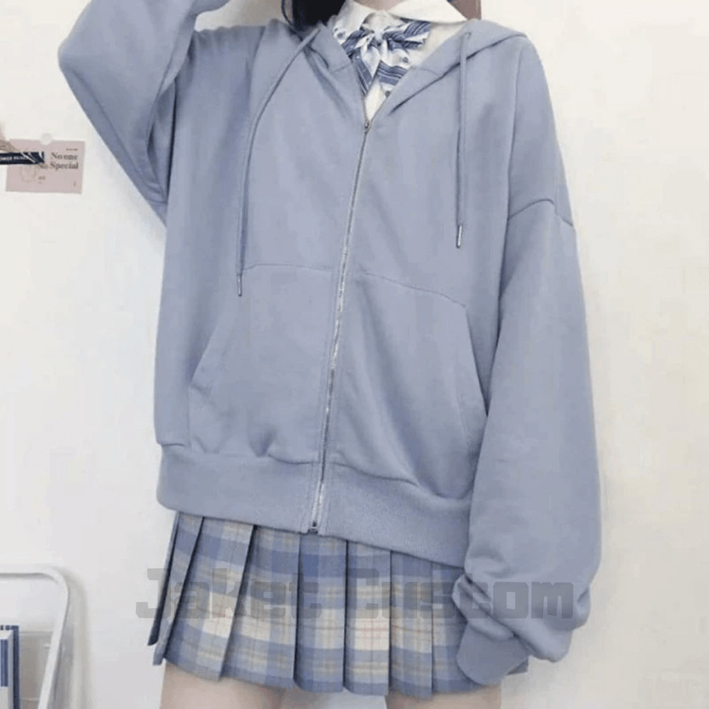 Jaket Hoodie Resleting Pria Wanita Distro Original Jumbo Oversize LD 120 130 140 150 Premium Tebal
