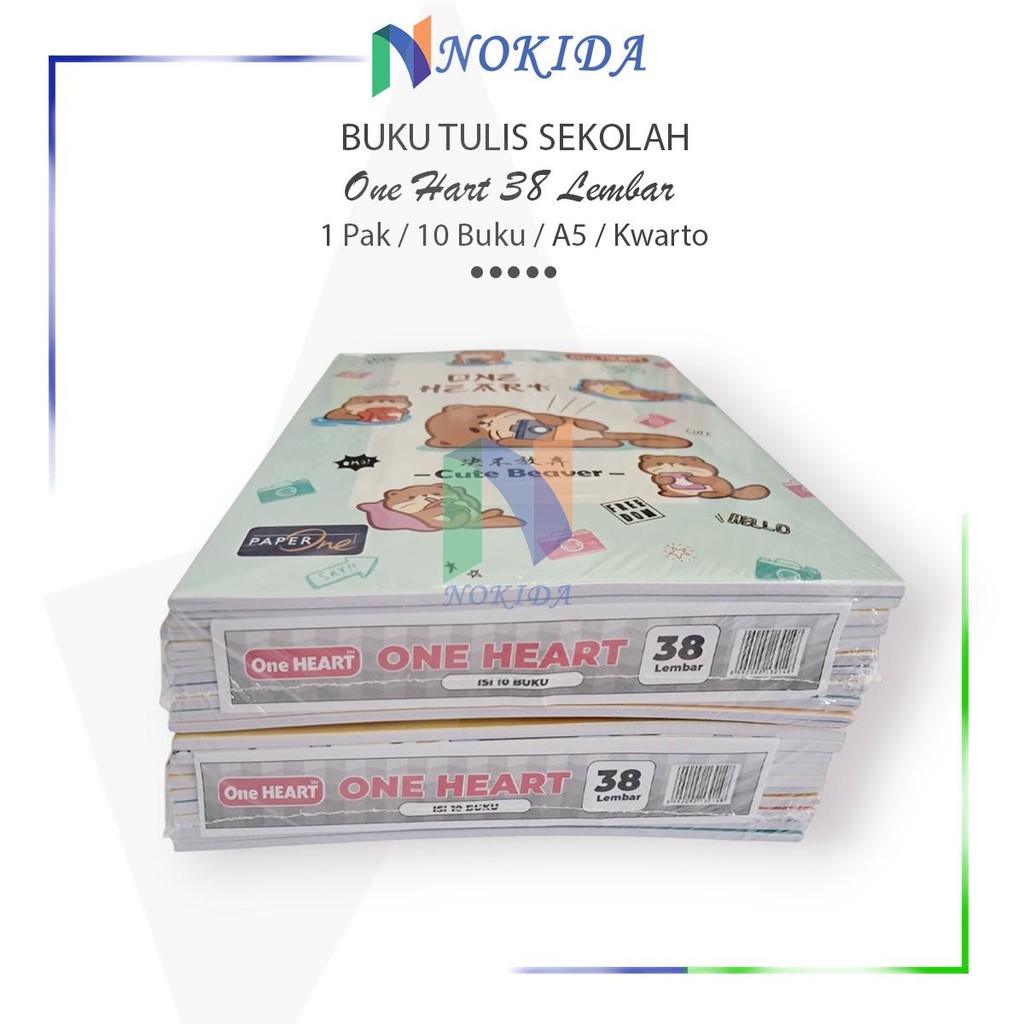 

Nokida Buku Tulis 38 Lembar One Heart [1 Pack] / Buku Catatan Sekolah Anak Bermotif Kuarto 1 Pak / Books Karakter Isi 38L