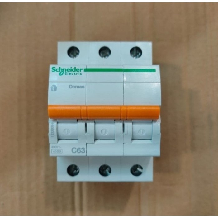 MCB DOMAE SCHNEIDER 3P 63A 4.5KA / MCB SCHNEIDER DOMAE 3PHASE 63AMPER 4.5KA ORIGINAL ASLI NEW