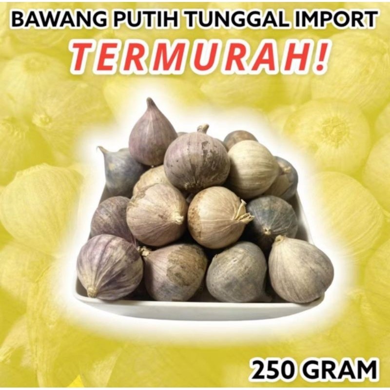 

Bawang Putih Tunggal Fresh Import 250 gr Ukuran Kecil Sedang Besar Jumbo
