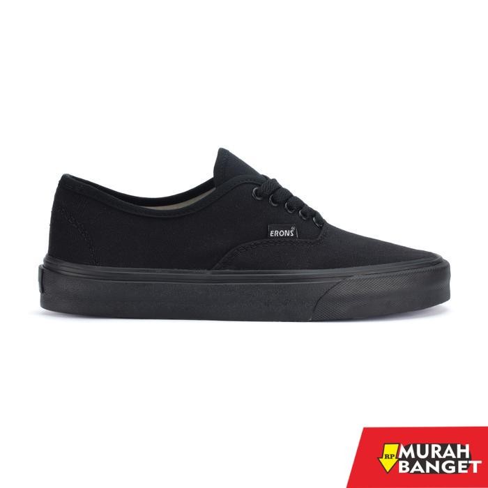 sepatu sneakers pria brand lokal ERONS - AUTHENTIC FULL BLACK | SNEAKERS | CASUAL | SEPATU FULL HITA