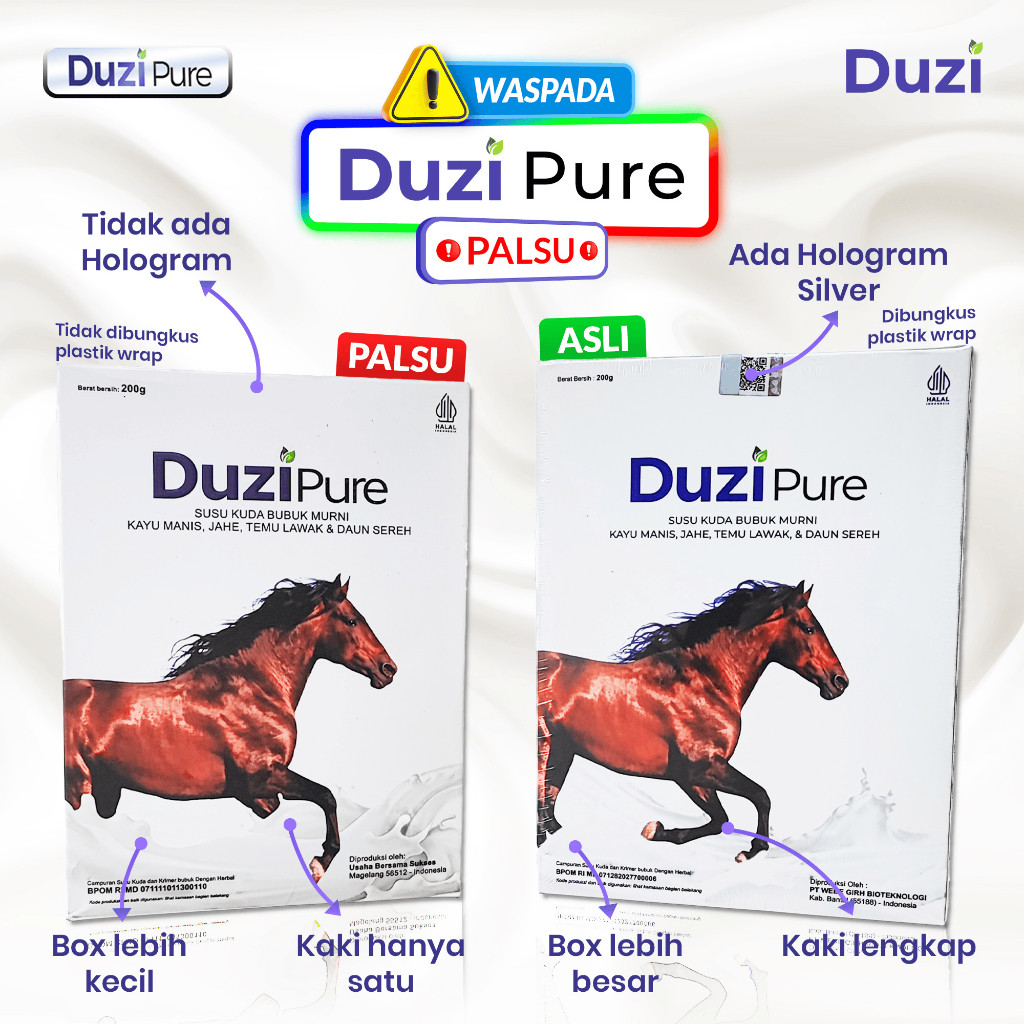

Duzi Pure Susu Kuda Liar Lombok Murni Herbal Alami 100% Original Bubuk 200 Gram