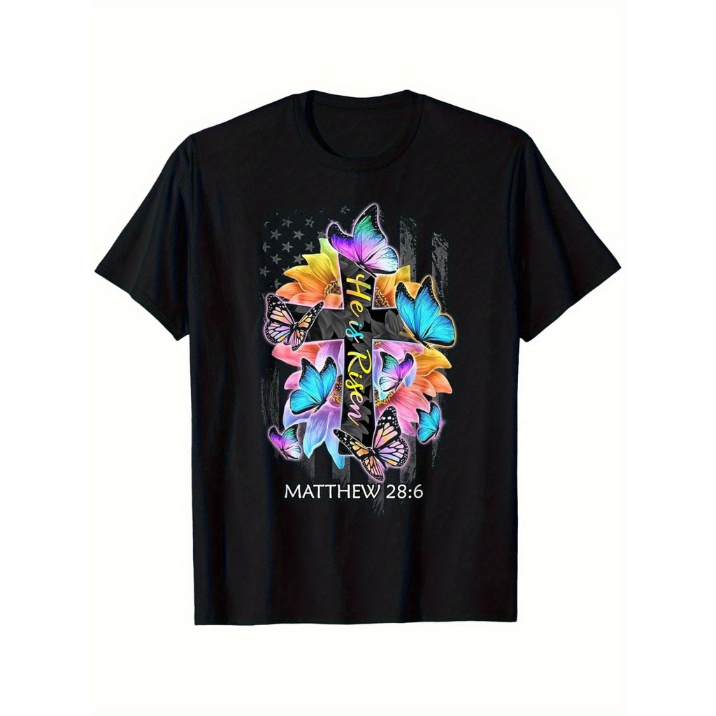 Kaos Pria Rohani Desain Kristus Telah Bangkit Baju Rohani Bahan Katun Lembut Cocok Buat Hadiah