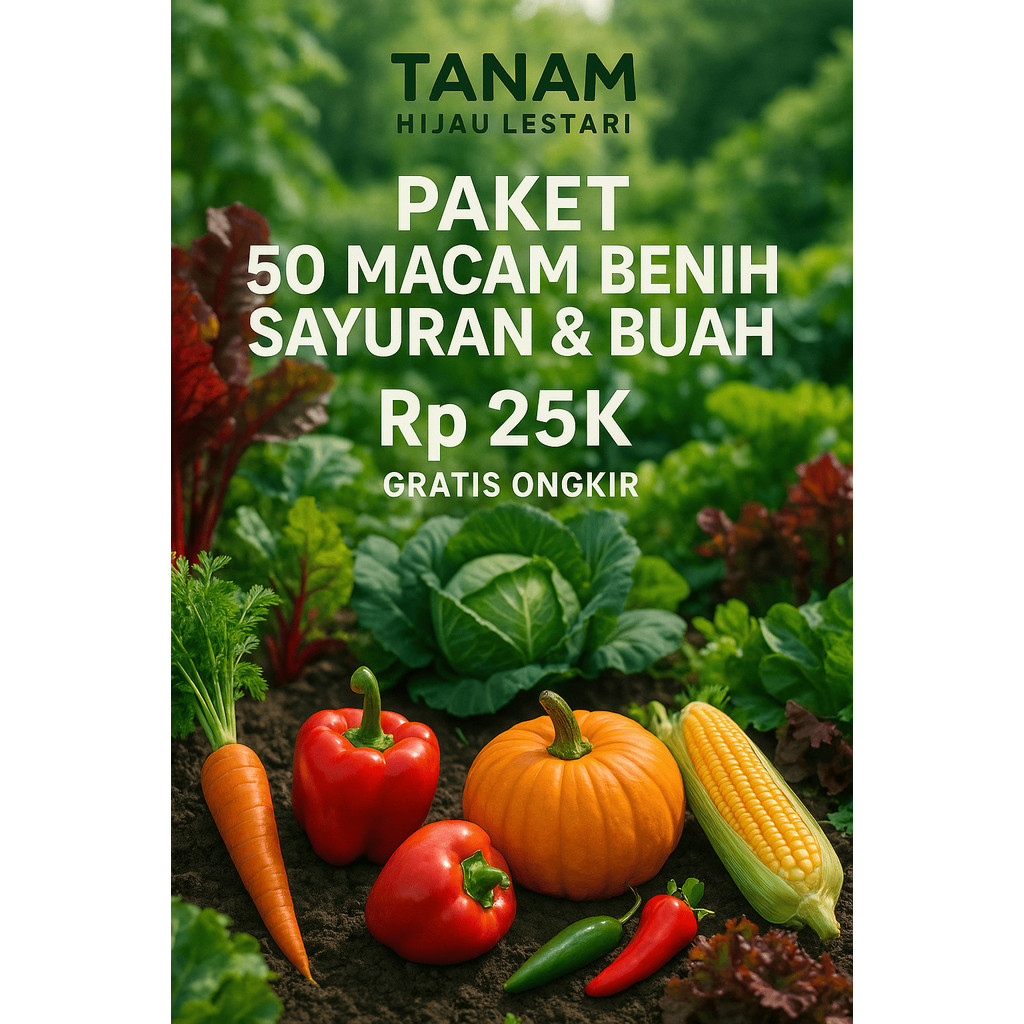 Paket Hemat 50 Jenis Benih Sayuran Berbeda | Benih Berkualitas Tanam Hijau Lestari