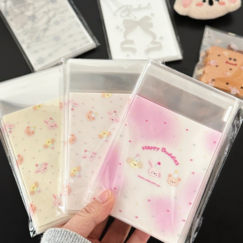 

50 Pcs Cute Pet Self Adhesive Bag Candy Packaging Bag Small Gift Jewelry Packaging Bag