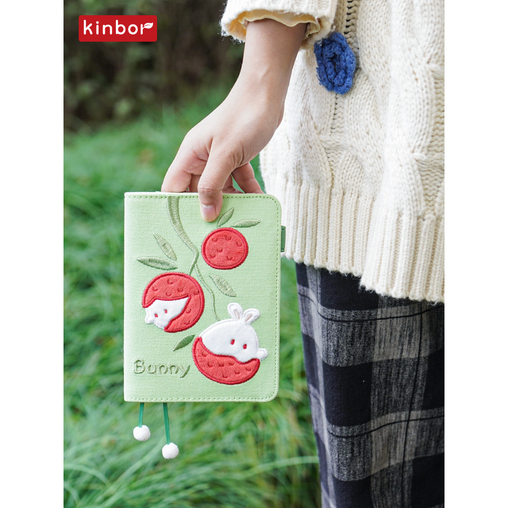 

Kinbor Litchi Cute A6 Handbook Notebook Kawaii Record Book A Page A Day High Beauty Book Girl Heart Diary Journey Stationary