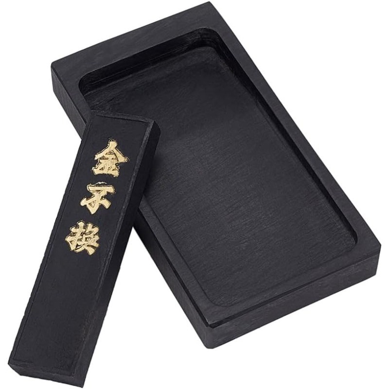 

Chinese Calligraphy Inkstone with Ink Stick Traditional Chinese Ink Stones Sumi Drawing Ink Dish Ink Well Ink Tray
